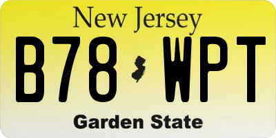 NJ license plate B78WPT