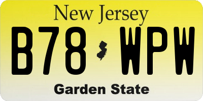 NJ license plate B78WPW