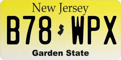 NJ license plate B78WPX