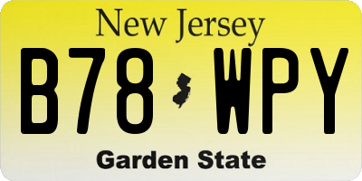 NJ license plate B78WPY