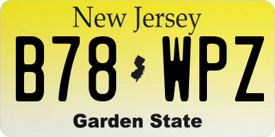 NJ license plate B78WPZ