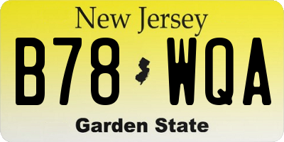 NJ license plate B78WQA