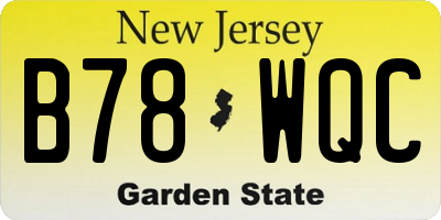 NJ license plate B78WQC