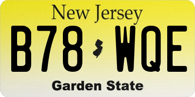 NJ license plate B78WQE