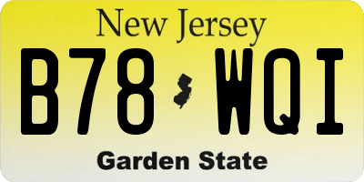 NJ license plate B78WQI