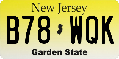 NJ license plate B78WQK
