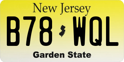NJ license plate B78WQL