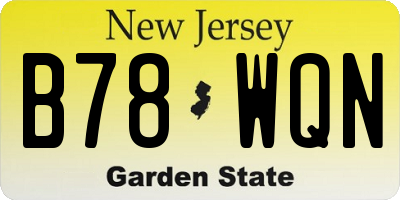 NJ license plate B78WQN