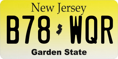 NJ license plate B78WQR
