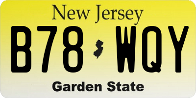 NJ license plate B78WQY
