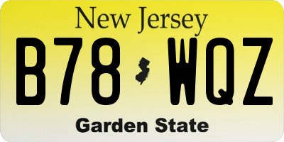 NJ license plate B78WQZ