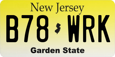 NJ license plate B78WRK