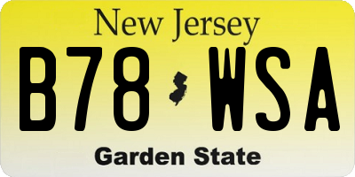NJ license plate B78WSA