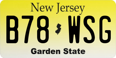 NJ license plate B78WSG