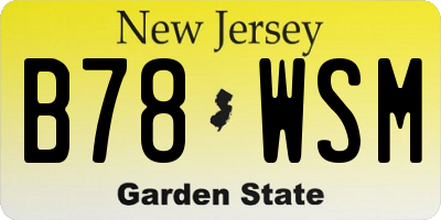 NJ license plate B78WSM