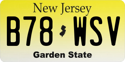 NJ license plate B78WSV