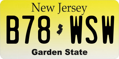NJ license plate B78WSW