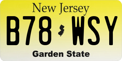 NJ license plate B78WSY