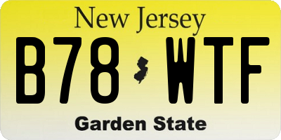 NJ license plate B78WTF