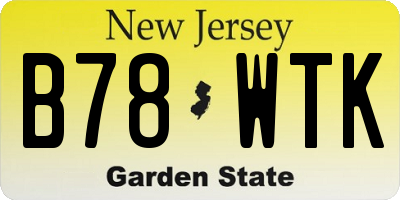 NJ license plate B78WTK