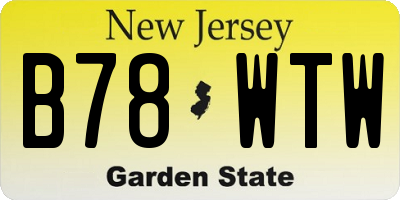 NJ license plate B78WTW