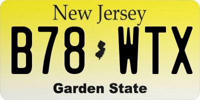 NJ license plate B78WTX