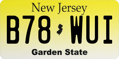 NJ license plate B78WUI