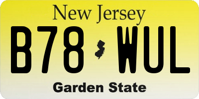NJ license plate B78WUL