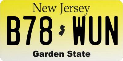 NJ license plate B78WUN