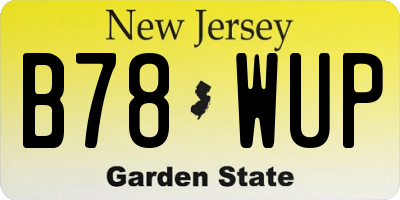 NJ license plate B78WUP