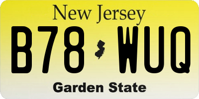 NJ license plate B78WUQ