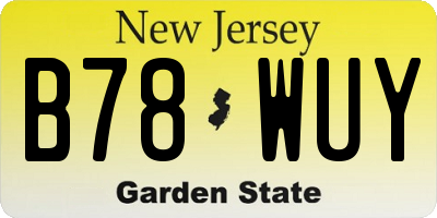 NJ license plate B78WUY
