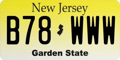 NJ license plate B78WWW