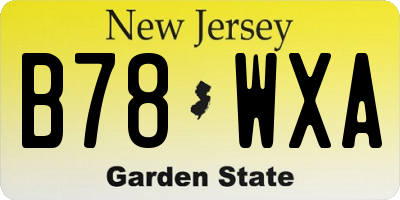 NJ license plate B78WXA