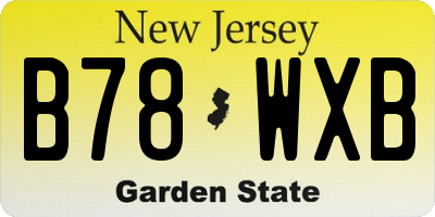 NJ license plate B78WXB