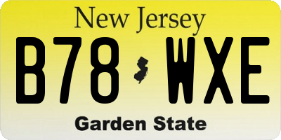 NJ license plate B78WXE