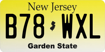NJ license plate B78WXL
