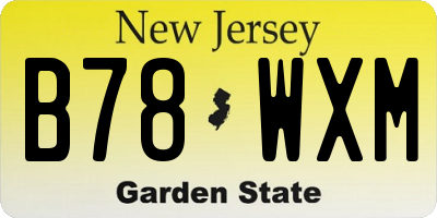 NJ license plate B78WXM