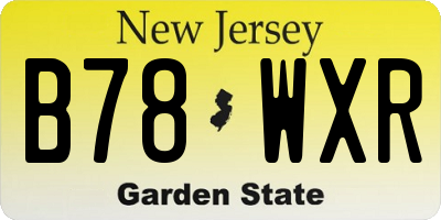 NJ license plate B78WXR