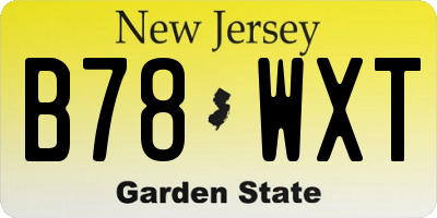 NJ license plate B78WXT