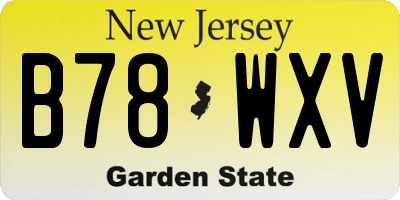 NJ license plate B78WXV
