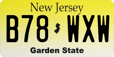 NJ license plate B78WXW