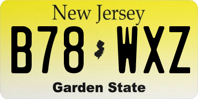 NJ license plate B78WXZ