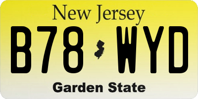 NJ license plate B78WYD