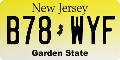 NJ license plate B78WYF