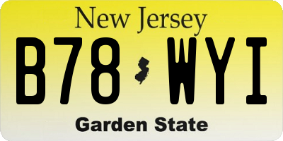 NJ license plate B78WYI