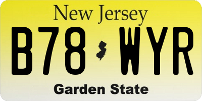 NJ license plate B78WYR