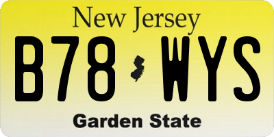 NJ license plate B78WYS