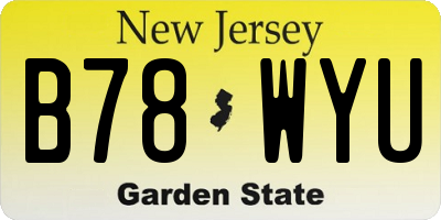 NJ license plate B78WYU