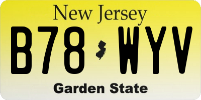NJ license plate B78WYV
